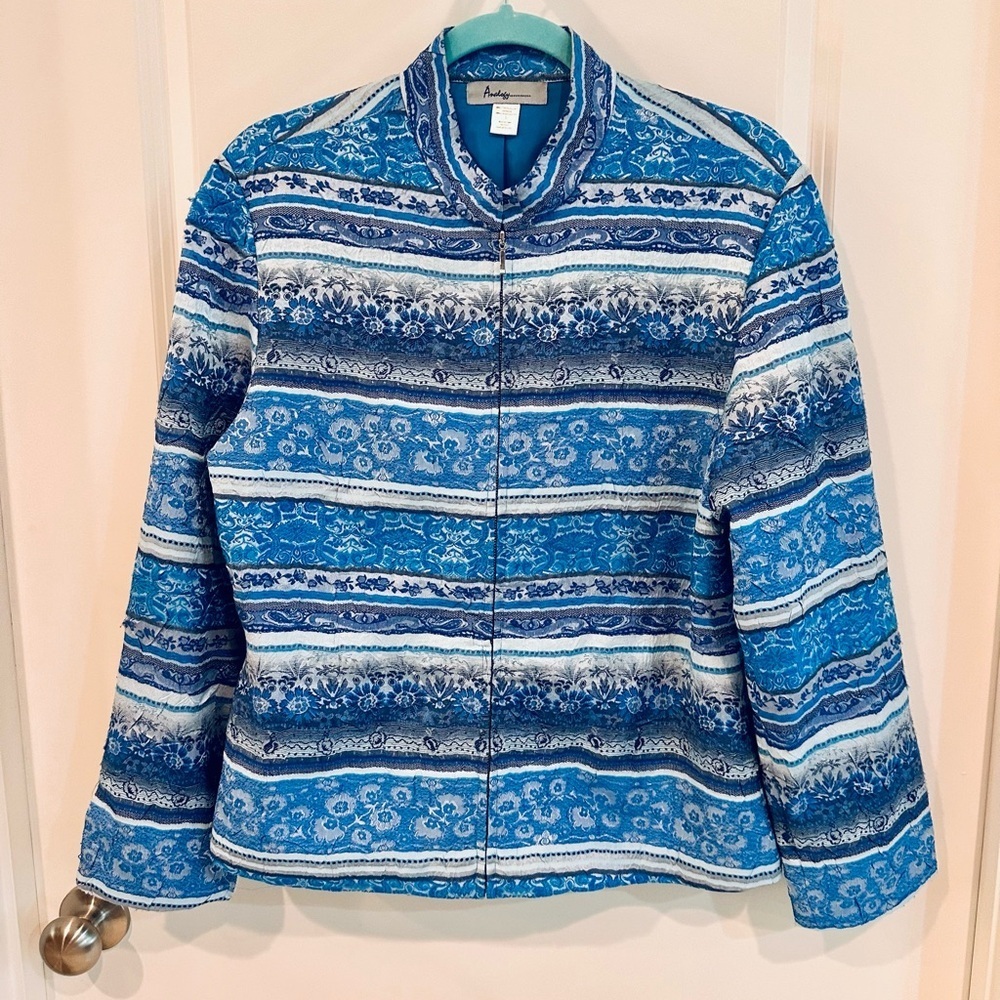 Analog Blue and White Jacket with Nordic Pattern